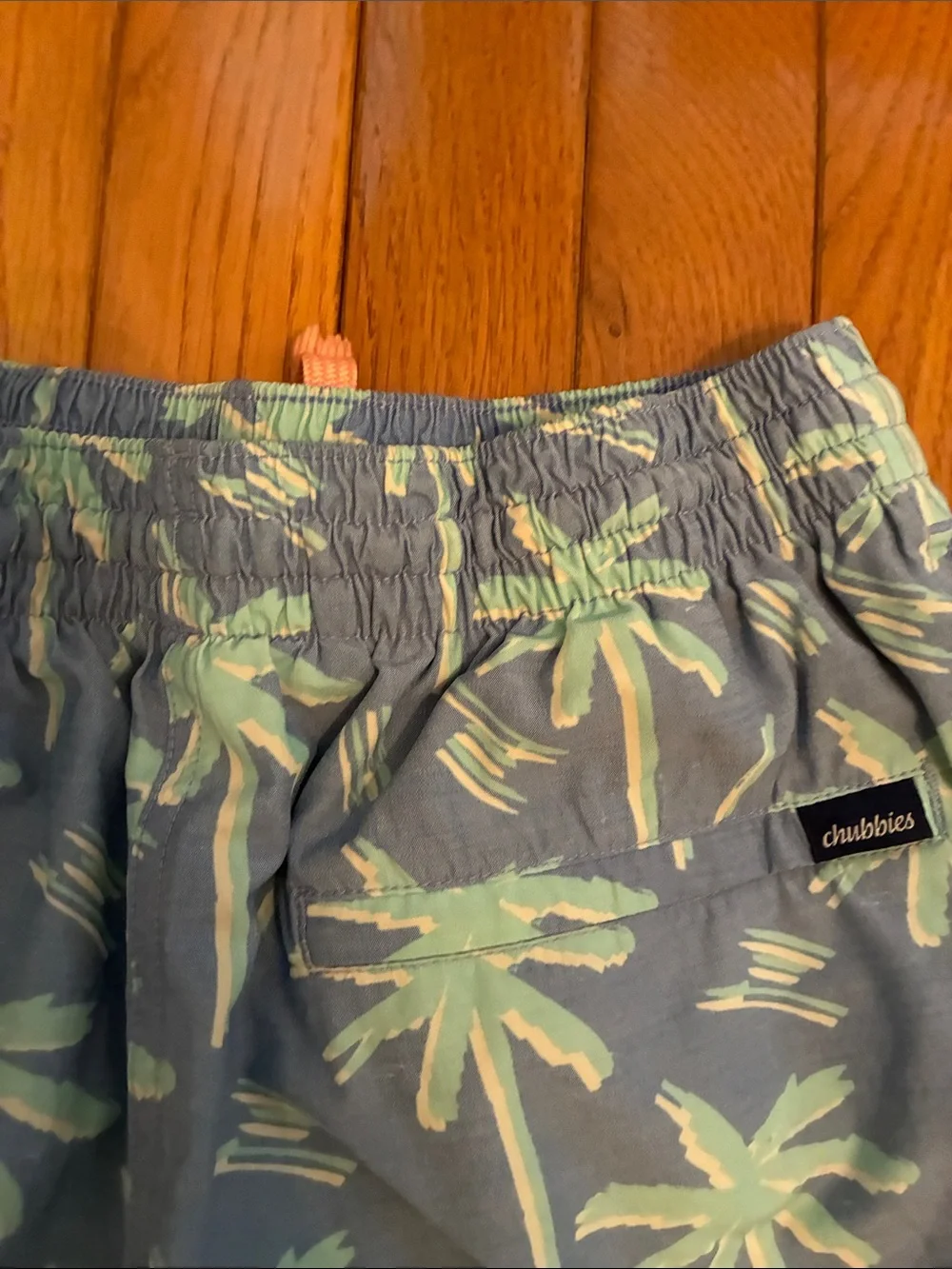 Chubbies Palm Tree Swim Trunks (Light Blue & Mint Green)